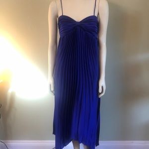 “NEW ARRIVALS” Brand-New Petal & Pups Royal Blue Pleated Wrap Midi Dress